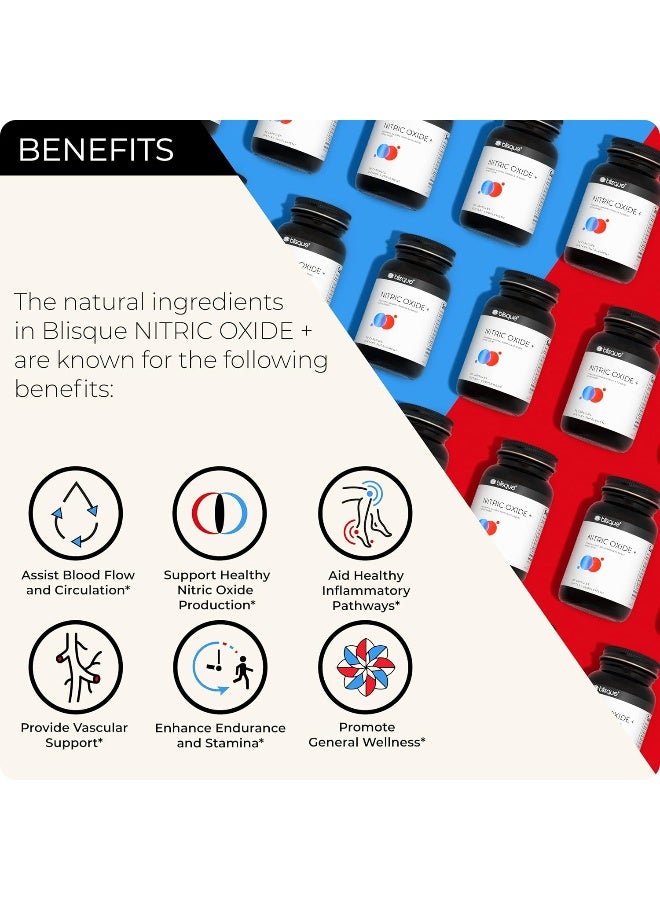 Blisque Natural Nitric Oxide Booster Supplement For Blood Flow Support And Circulation Doctor-Approved With L-Arginine, Maca Root, And Beet Root  90 Capsules Vegan And Non-Gmo - Image 2